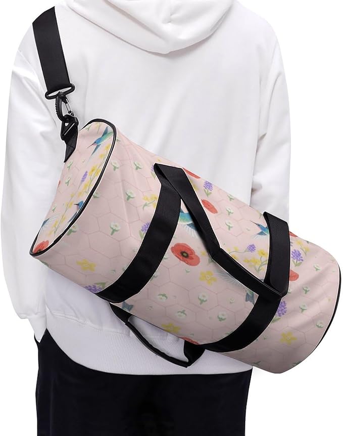 Sports Gym Bag for Women Men Travel Duffel Bag Tote Weekender Bag Hummingbird Bush Carry on Overnight Bag for Travel Swimming Fitness Workout Sports Duffle Bag