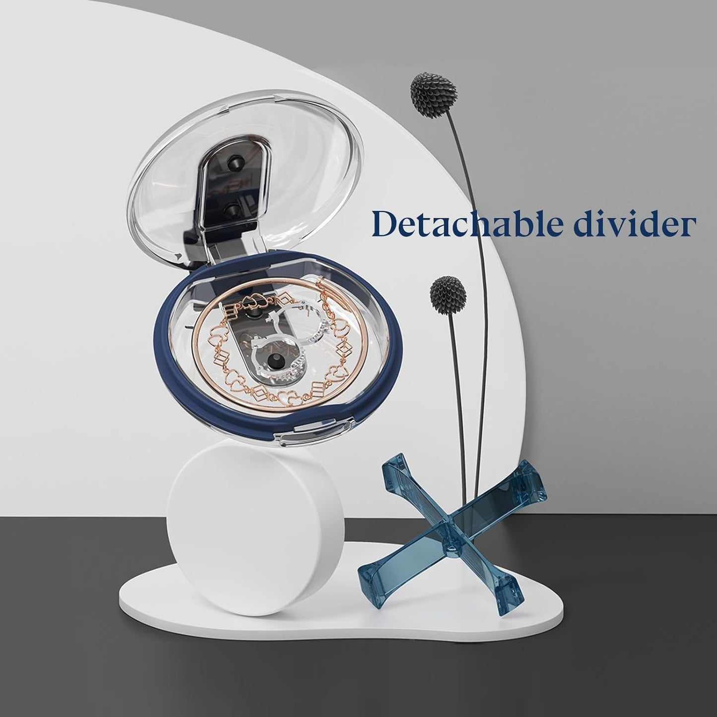 1 Pack Easy-to-Hold Small Round Pink Pill Organizer with Decorative Strap, 4 Compartments, Compact Travel Pill Box Case, Portable and Moistureproof to Store Vitamins, Medication and Supplements