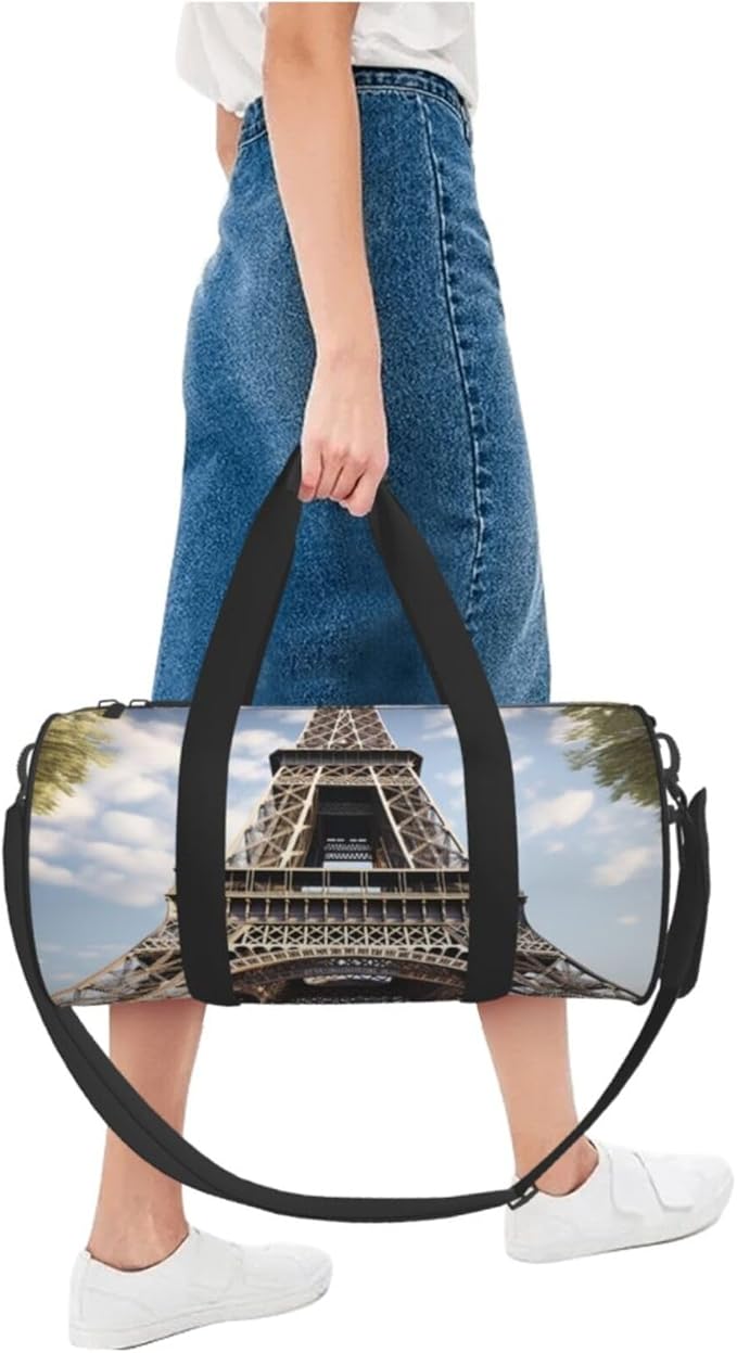 Travel Duffel Bag Lightweight Carry On Weekender Overnight Bags Eiffel Tower French Paris Monument Sports Tote Gym Backpack with Adjustable Strap Hospital Bags Foldable Luggage Bag for Women Men