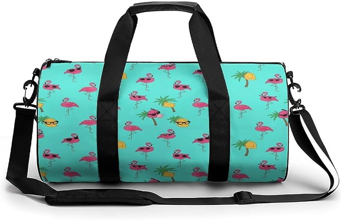 Basketball Football Weekender Bag Dance Sports Gymnastics Bag Lightweight Travel Sports Bags (Pink Flamingos Mint Green)