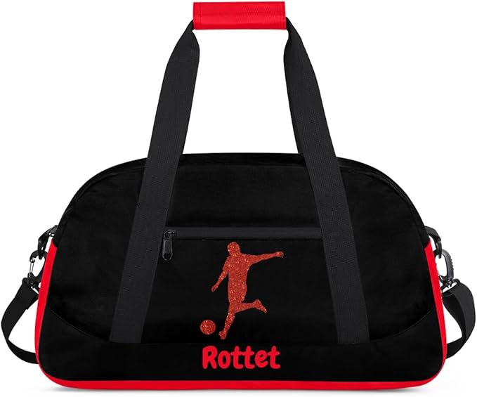 Personalized Name Sports Bag for Kids Boys, Custom Gym Duffel Fitness Travel Weekender Tote Carry-On Training Perform Bag,Sports Soccer