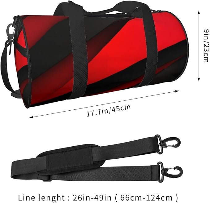 Red Black Sports Gym Bag for Women Men Travel Duffel Bag Tote Weekender Bag Canvas Carry on Overnight Bag for Travel Swimming Fitness Workout Sports Duffle Bag