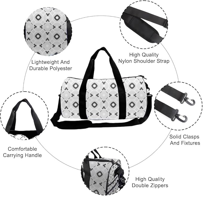 Minimalist Geometric Motif Foldable Gym Bags For Women Oxford Tote Bags Adjustable Shoulder Strap, Convertible Carry Backpack Cute Weekender Bag For Volleyball Wrestling Gym Essentials Women