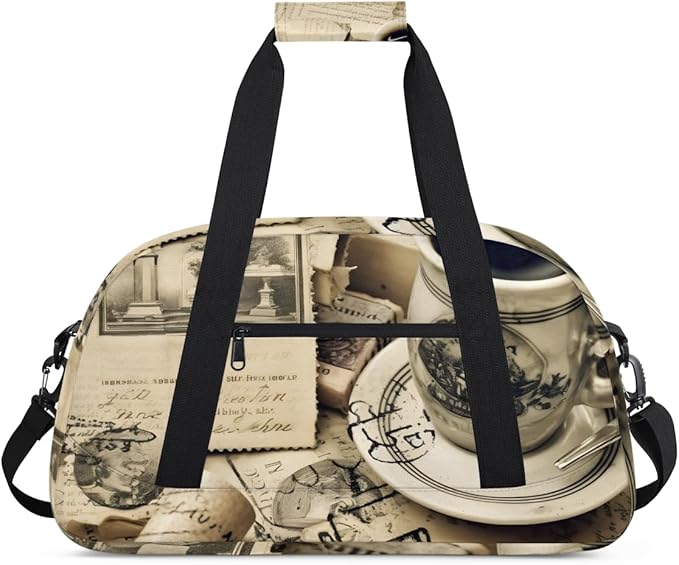 Vintage Coffee Kids-Duffel-Bags Gymnastics Dance Bag Carry-On Overnight Travel Gym Lightweight Dance Sports Bags For Girls Boys Kids，