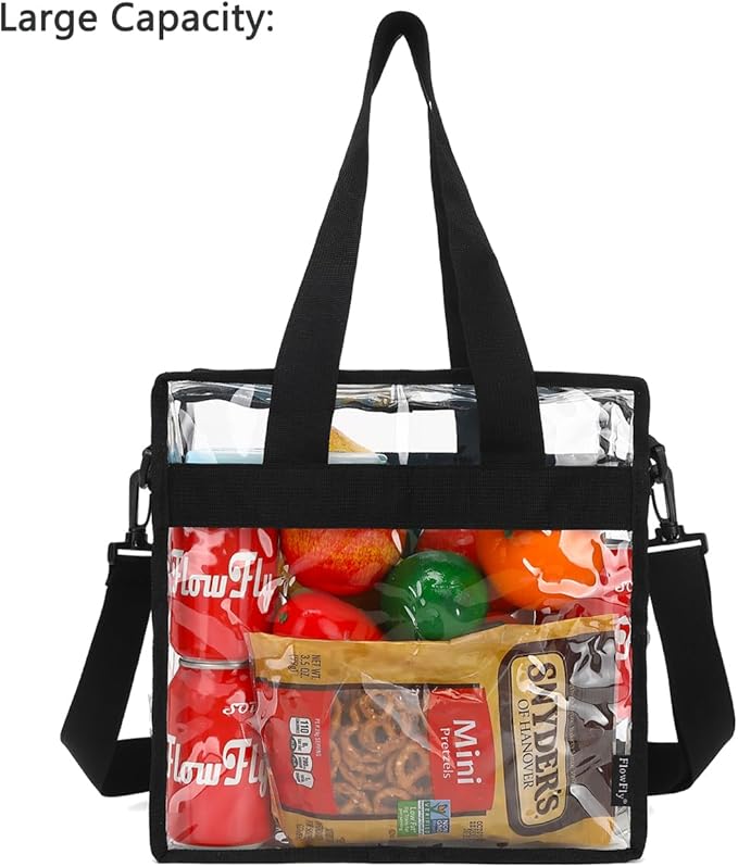 FlowFly Insulated Lunch Cooler Bag - Tote Bag Organizer for Women/Men, Clear#Black
