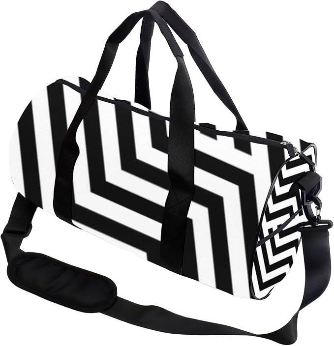 Vintage- Style Geometric Design Foldable Foldable Duffle Bag For Travel Oxford Tote Bags Adjustable Shoulder Strap, Convertible Carry Backpack Retro Gym Bag For Travel Pilates Gym Gear Women