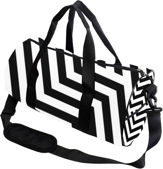 Vintage- Style Geometric Design Foldable Foldable Duffle Bag For Travel Oxford Tote Bags Adjustable Shoulder Strap, Convertible Carry Backpack Retro Gym Bag For Travel Pilates Gym Gear Women