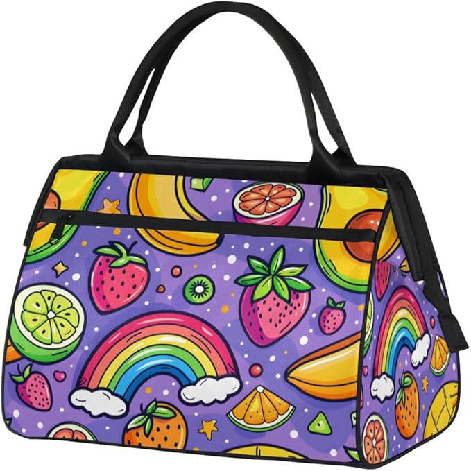Rainbow Fruit Overnight Weekender Bag for Women Men Travel Duffel Bags Waterproof Luggage Carry on Sports Yoga Gym Bag