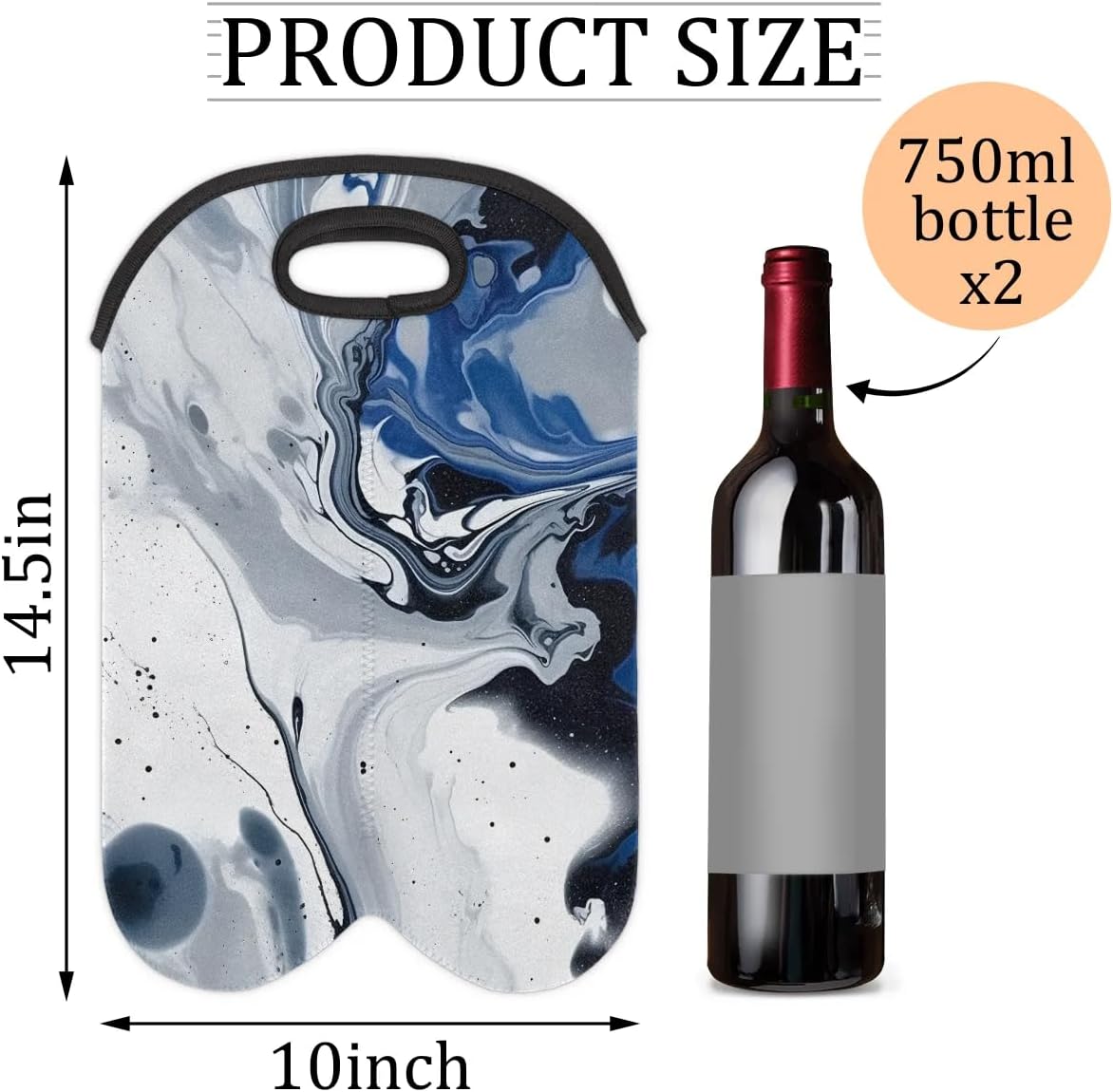 Wine Carrier Tote Personalized Bag for 2 Bottles - Neoprene Wine Bottle Holder with Carry Handle, Wine Protective Bag Insulated Bag Beer Cans Water Bottle Holder for Travel Picnic,Style2