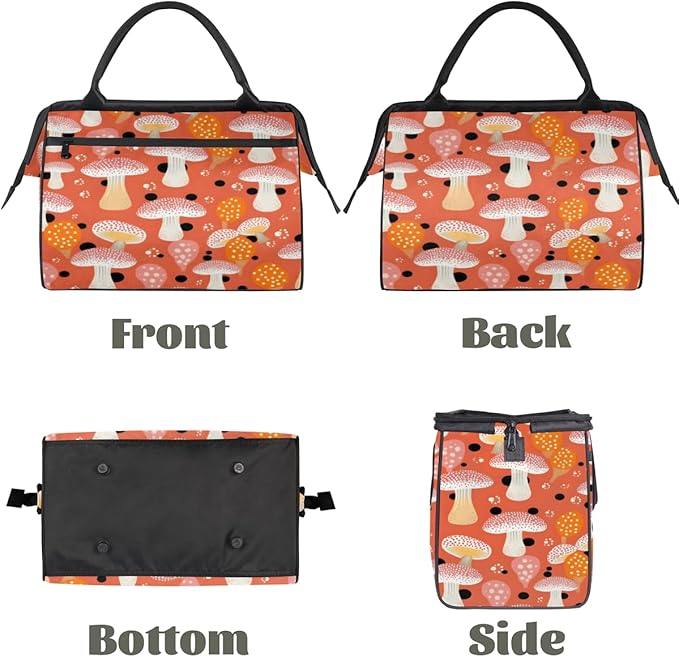 Vintage Mushroom Overnight Weekender Bag for Women Men Travel Duffel Bags Waterproof Luggage Carry on Sports Yoga Gym Bag