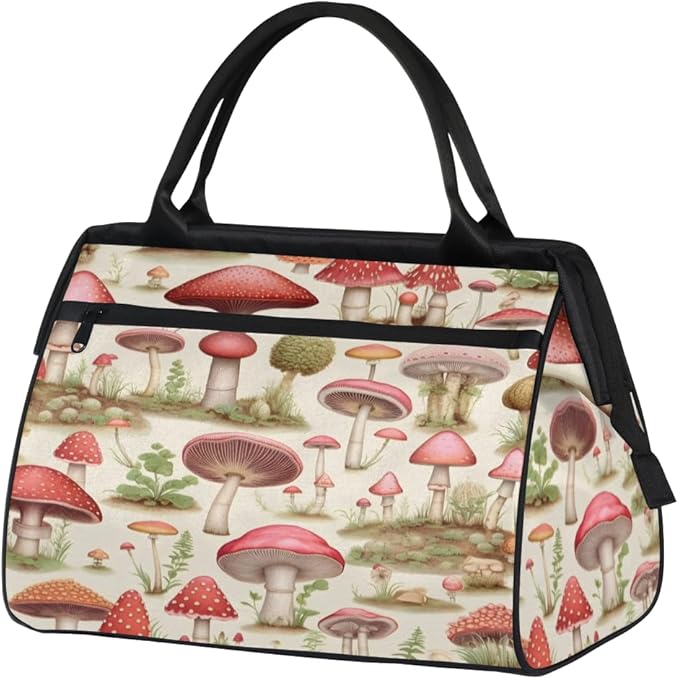 Cottagecore Mushroom Overnight Weekender Bag for Women Men Travel Duffel Bags Waterproof Luggage Carry on Sports Yoga Gym Bag