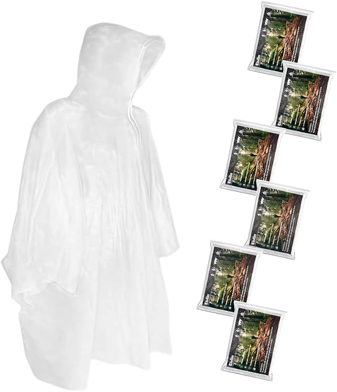 Rain Ponchos, Emergency Disposable Rain Poncho with Drawstring Hood&Waterproof Plastic for Adults&Teens