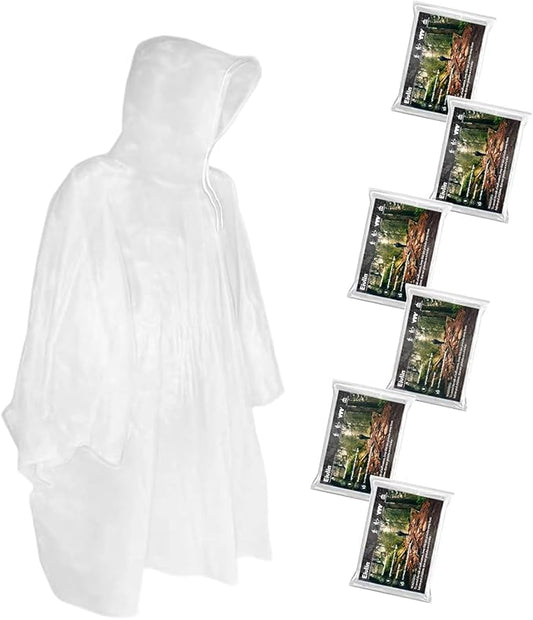 Rain Ponchos, Emergency Disposable Rain Poncho with Drawstring Hood&Waterproof Plastic for Adults&Teens