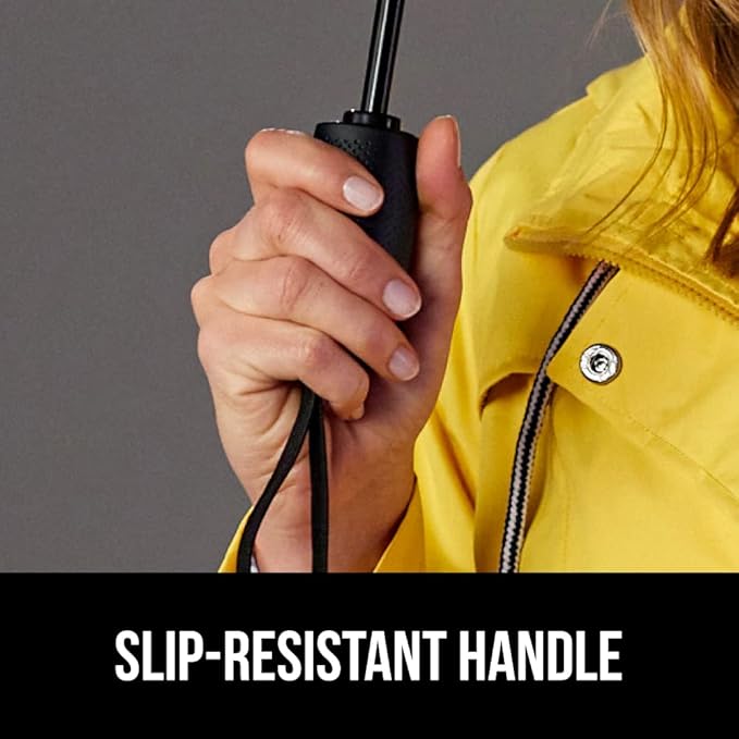 GORILLA GRIP Strong Windproof Stick Compact Umbrella for Rain, One-Click Automatic Open and Close, Durable Quick Dry Waterproof Material, Lightweight and Portable, Travel Size Fits Backpack, Navy