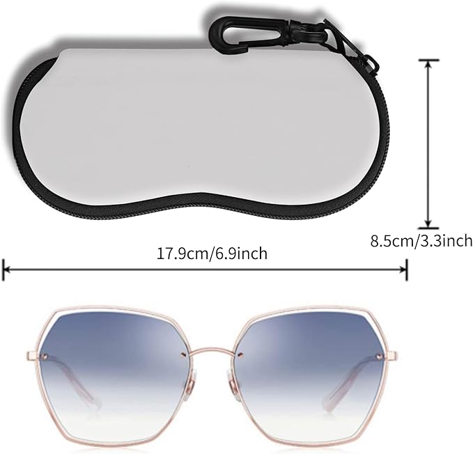 Hion Sunglasses Soft Case Ultra Light Neoprene Zipper Eyeglass Case With Belt Clip