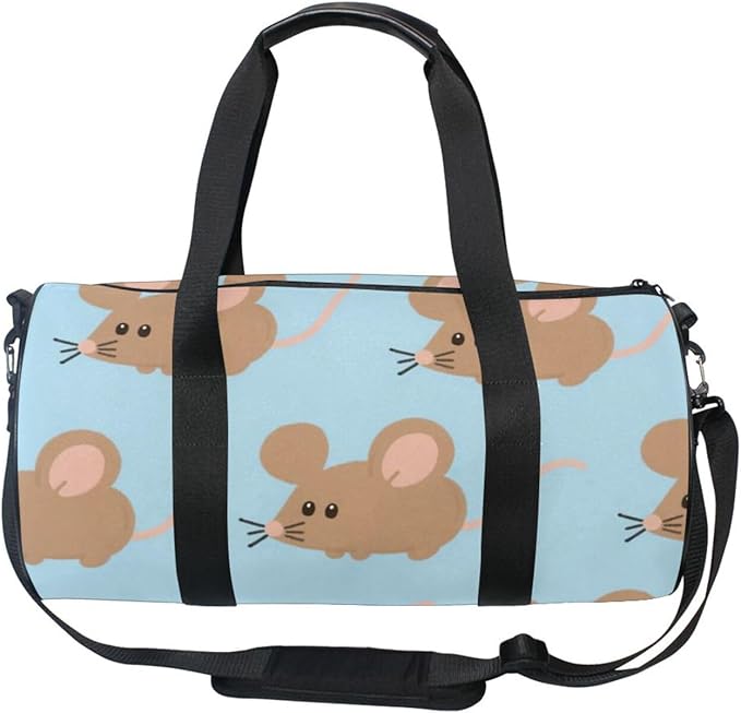Blue Cartoon Mouse Waterproof Large Bag Gym Shoulder Weekender Overnight Bag