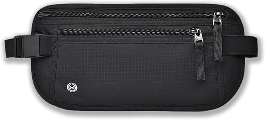 Passport Wallet RFID Blocking Slim Anti Theft Holder Travel Unisex Adjustable Waist Money Belt with Secure Zipper(black)