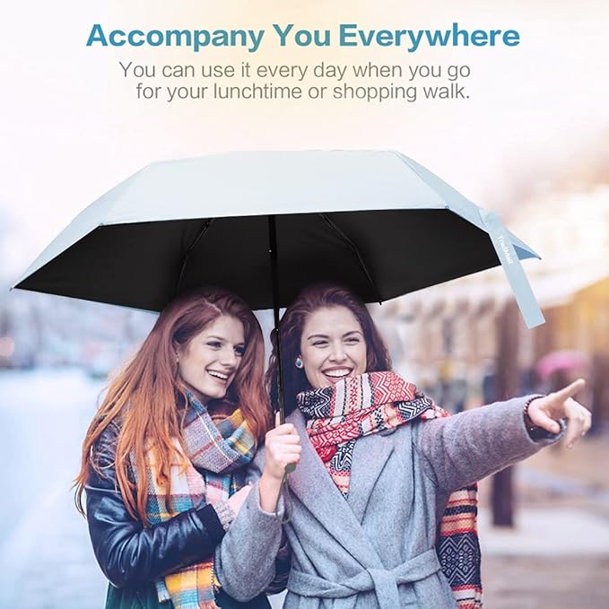TradMall Mini Travel Umbrella, Portable Lightweight Compact Parasol with 95% UV Protection for Sun & Rain