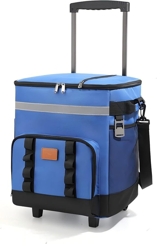 Insulated Rolling Cooler with Wheels - Soft Leak Proof Ice Chest for Camping, Travel and Lunch - Portable Wheeled Advanced Insulation