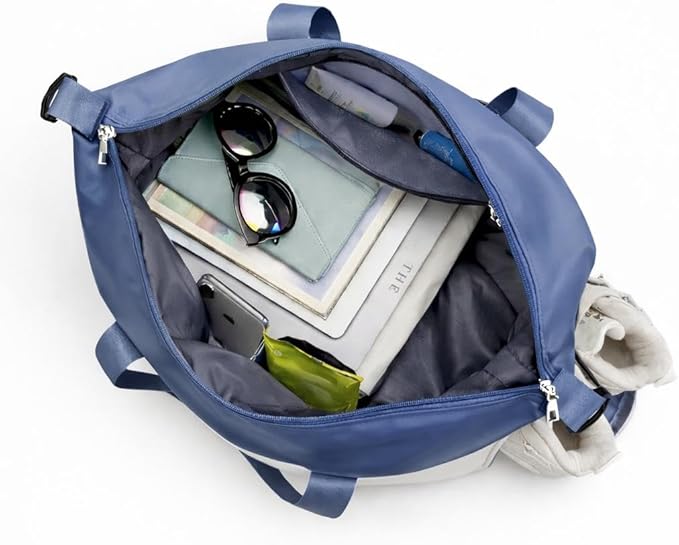 J&G Waterproof Gym Duffel Bag – Lightweight Travel & Sports Bag with Shoe Compartment and Wet Pocket for Men & Women – Carry-On Weekender for Gym, Beach, Trips – 8 Colors (Blue)