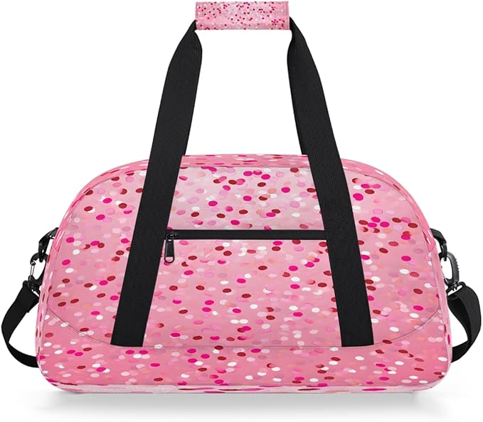 Sports Duffel Bags, Pink Sequins Water-Resistant Gym Duffle Bag for Men Women, Lightweight Weekender Overnight Bag for Fitness, Workout, Travel