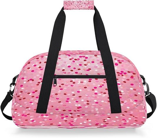Sports Duffel Bags, Pink Sequins Water-Resistant Gym Duffle Bag for Men Women, Lightweight Weekender Overnight Bag for Fitness, Workout, Travel