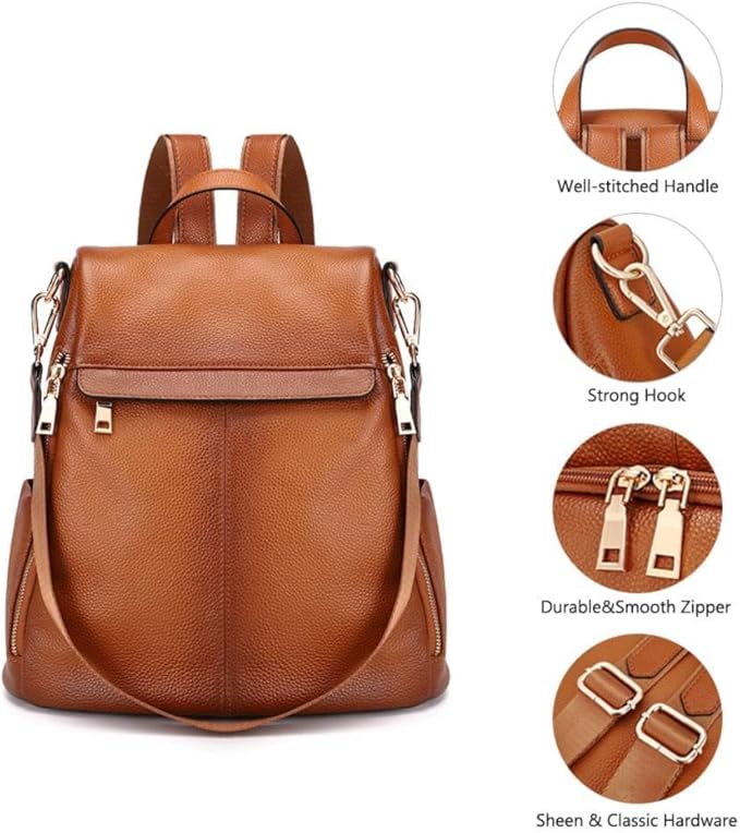 Kattee Women's Anti-Theft Backpack Purse Genuine Leather Shoulder Bag Fashion Ladies Satchel Bags