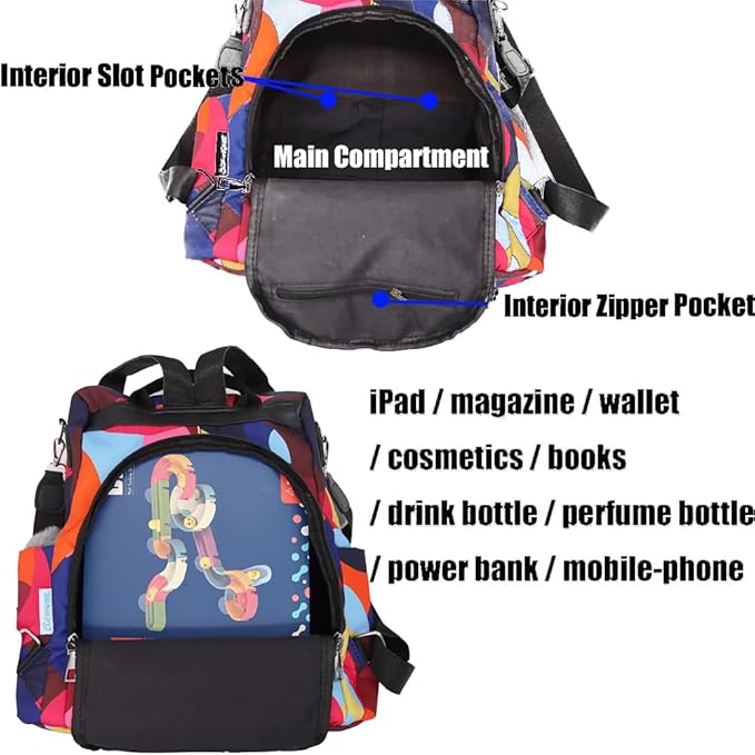 COFIHOME Backpack Purse for Women Mini Anti-theft bag Waterproof Nylon Backpack Stylish Large Capacity Travel Bag