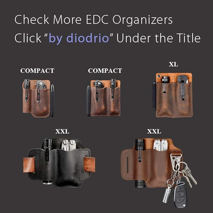 diodrio EDC Leather Knife Sheath Organizer Pouch with Pen Loop, Full Grain Leather, Chestnut