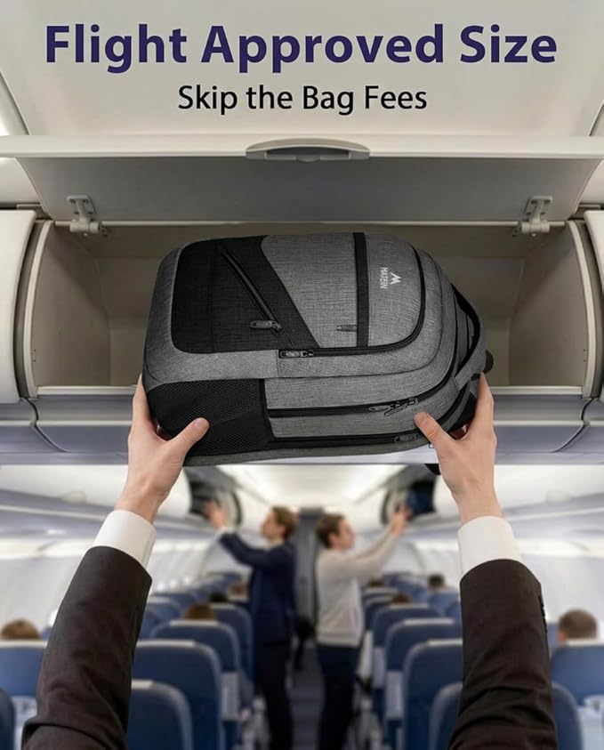 MATEIN Extra Large Laptop Backpack 18.4 Inch, Airplane Approved Travel Backpack with Luggage Strap and Anti Theft Pocket, 50 L College Computer Carry On, Gifts for Business Work Men, Grey Black