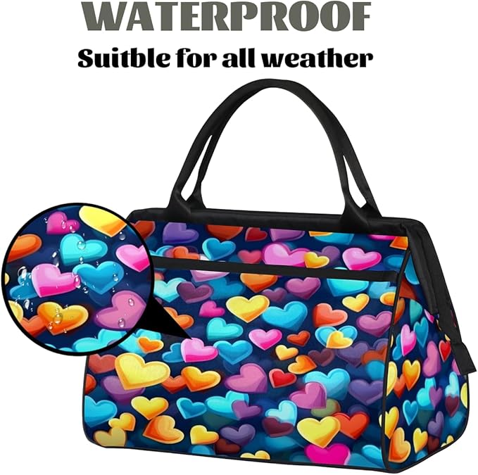 Romantic Love Overnight Weekender Bag for Women Men Travel Duffel Bags Waterproof Luggage Carry on Sports Yoga Gym Bag
