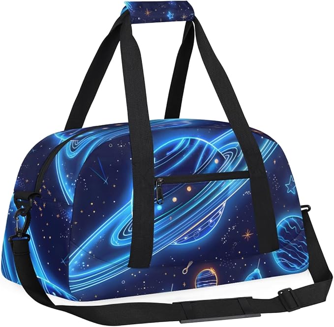 Spacecraft Gym Travel Duffle Bag for Women & Men with Front Zipper Pocket for Sports, Overnight, Weekender, Carry On,Workout & Dance Bag,18.9 * 8.7 * 10.6 in