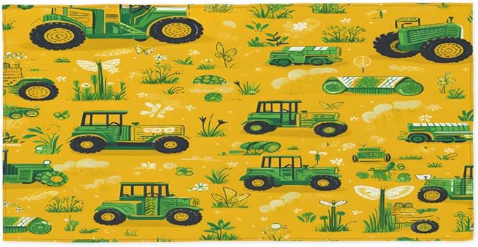 Grass Tractor Butterfly Clover Beach Towel, Large Microfiber Quick Dry Lightweight Pool Bath Towels Sand Free Beach Blanket for Summer Cruise Yoga Camping Travel Vacation Essentials 31 x 61 In