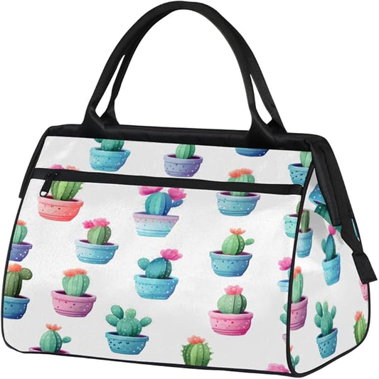 Cactus Overnight Weekender Bag for Women Men Travel Duffel Bags Waterproof Luggage Carry on Sports Yoga Gym Bag