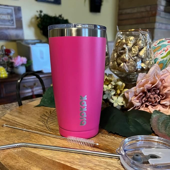 BJPKPK 20 oz Tumbler With Lid And Straw Stainless Steel Ice Coffee Tumblers Vacuum Insulated Travel Thermal Cup,Turquoise