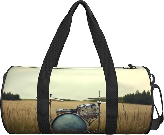 Music Drum in Field Sports Gym Bag for Women Men Travel Duffel Bag Tote Weekender Bag Canvas Carry on Overnight Bag for Travel Swimming Fitness Workout Sports Duffle Bag