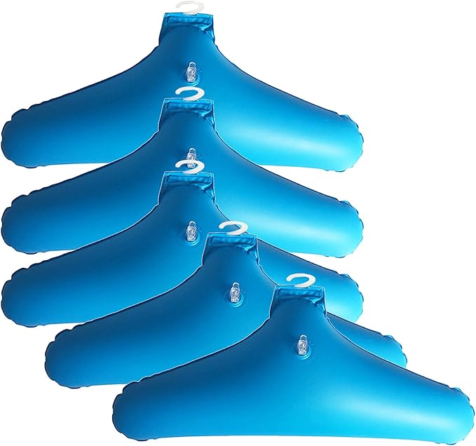 5Pcs Inflatable Clothing Hanger for Travel, Outdoor Clothes Hanger Rack Non-Slip Portable Coat Holder, Blue