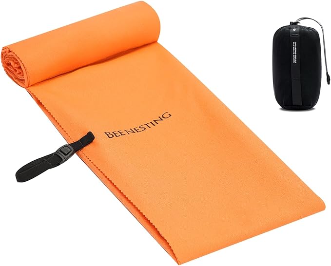 Bee Nesting Ultralight Quick Dry Towels for Backpacking, Microfiber Towel Tavel Accessories for Hiking, Beach, Gym, Swimming, Pocket Sweat Towels(2XL Orange