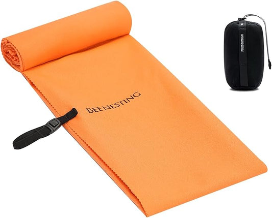 Bee Nesting Ultralight Quick Dry Towels for Backpacking, Microfiber Towel Tavel Accessories for Hiking, Beach, Gym, Swimming, Pocket Sweat Towels(2XL Orange