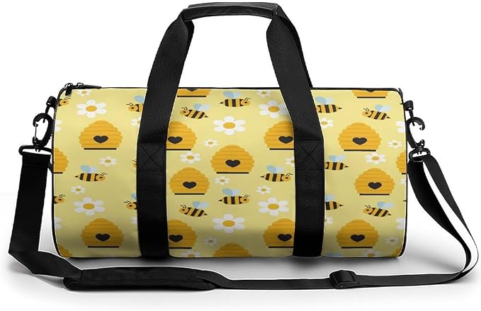 Workout Lightweight Duffel Bags Honey Bee Hive Yellow Basketball Football Weekender Bag Foldable Gym Travel Bags for Men Women