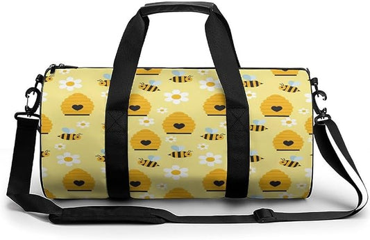 Workout Lightweight Duffel Bags Honey Bee Hive Yellow Basketball Football Weekender Bag Foldable Gym Travel Bags for Men Women