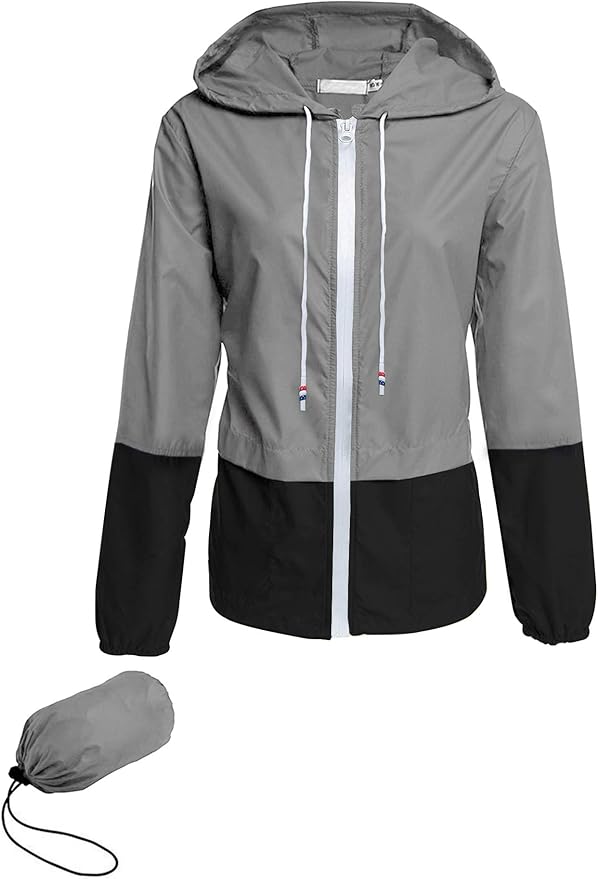 Avoogue Raincoat Women Lightweight Waterproof Rain Jackets Packable Outdoor Hooded Windbreaker