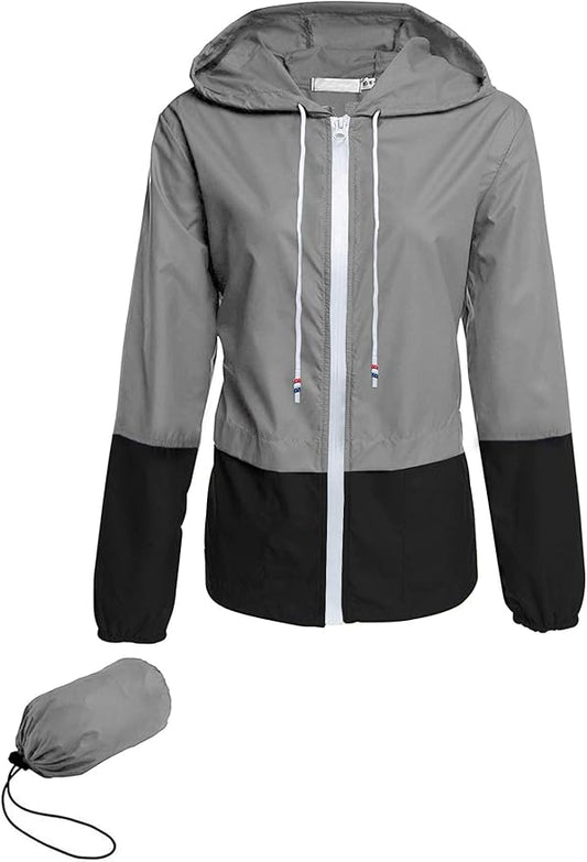 Avoogue Raincoat Women Lightweight Waterproof Rain Jackets Packable Outdoor Hooded Windbreaker