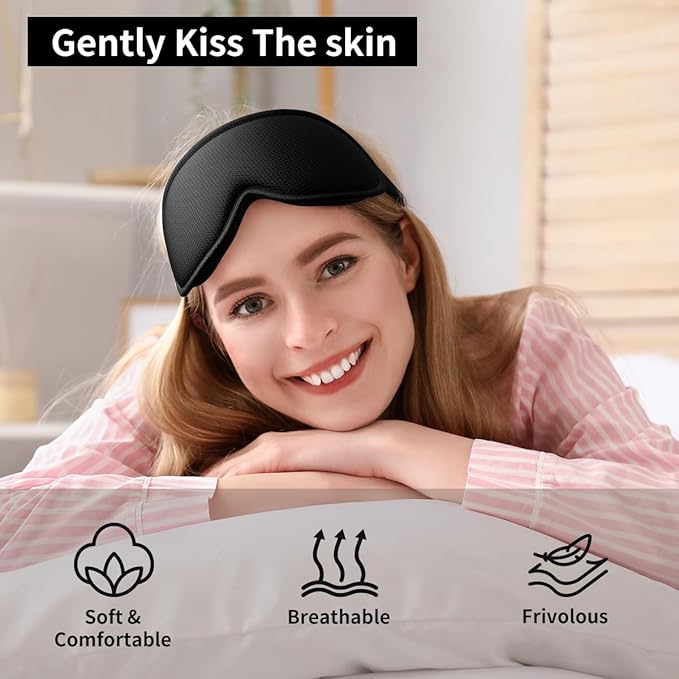 Easysleep Sleep Eye Mask 3D Contoured Cup Sleeping Mask with 100% Light Blocking and Adjustable Strap Soft Breathable Eye Cover Night Blindfold Mask for Men Women.