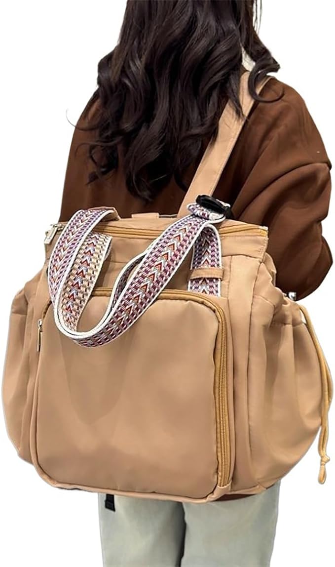 Everyday Bags for Women, Multifunctional Travel Organizer Bag, Large Capacity Tote Backpack, Large Diaper Bag with 15 Pockets, Crossbody and Shoulder Bag (khaki)