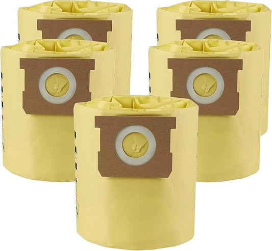 5 Pack 91964 Shop Vac Bags 4 Gallon Type D High Efficiency Vacuum Filter Bags, compatible with Shop-Vac 4 Gallon AllAround Plus Wet/Dry Vacs, part # 9196400 9196433