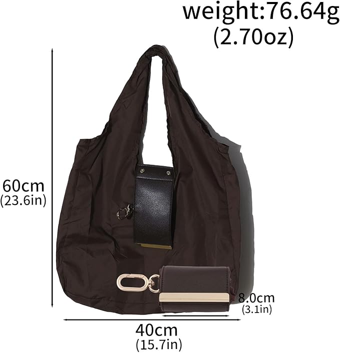 Foldable Tote Bag Keychain - Large Capacity Portable Shopping Bag Keyring - Reusable Groceries Bag for Daily Use
