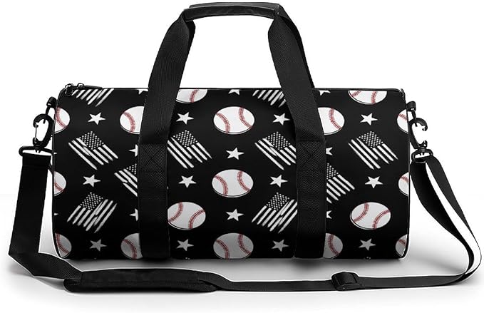 Workout Lightweight Duffel Bags Baseball Black And White American Flag Basketball Football Weekender Bag Foldable Gym Travel Bags for Men Women
