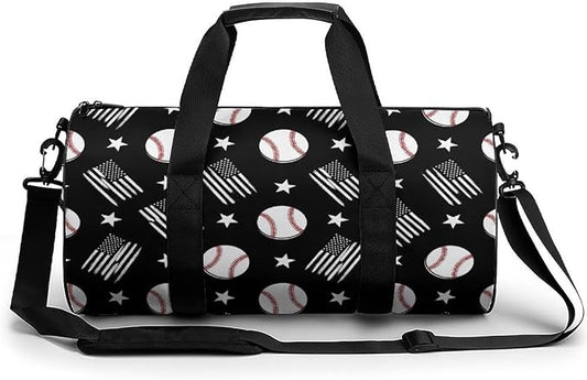 Workout Lightweight Duffel Bags Baseball Black And White American Flag Basketball Football Weekender Bag Foldable Gym Travel Bags for Men Women