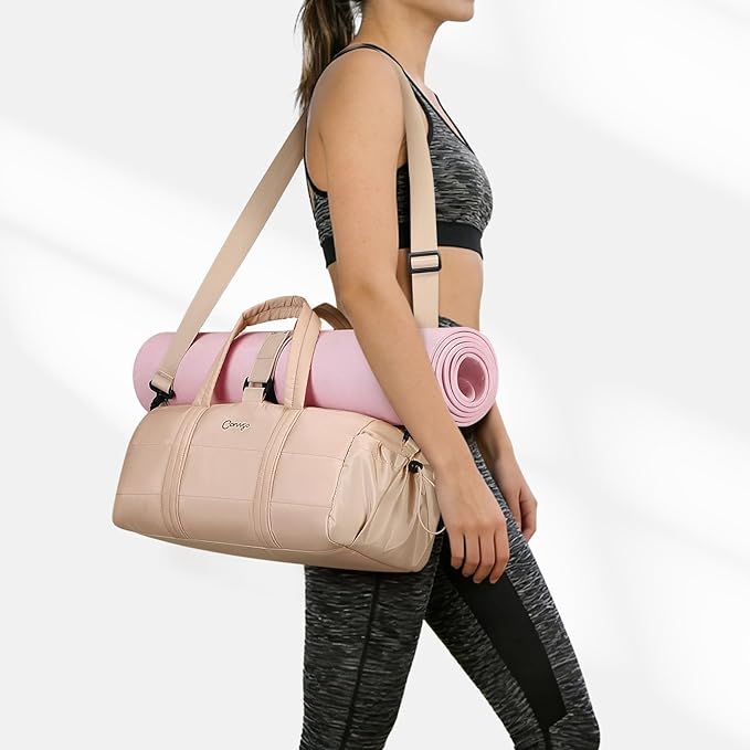 20L Gym Bag for Women, Medium Sport Duffel Bag with Yoga Mat Strap,Wet Pocket, Water-Resistant Adjustable Strap for Gym Yoga, Pink
